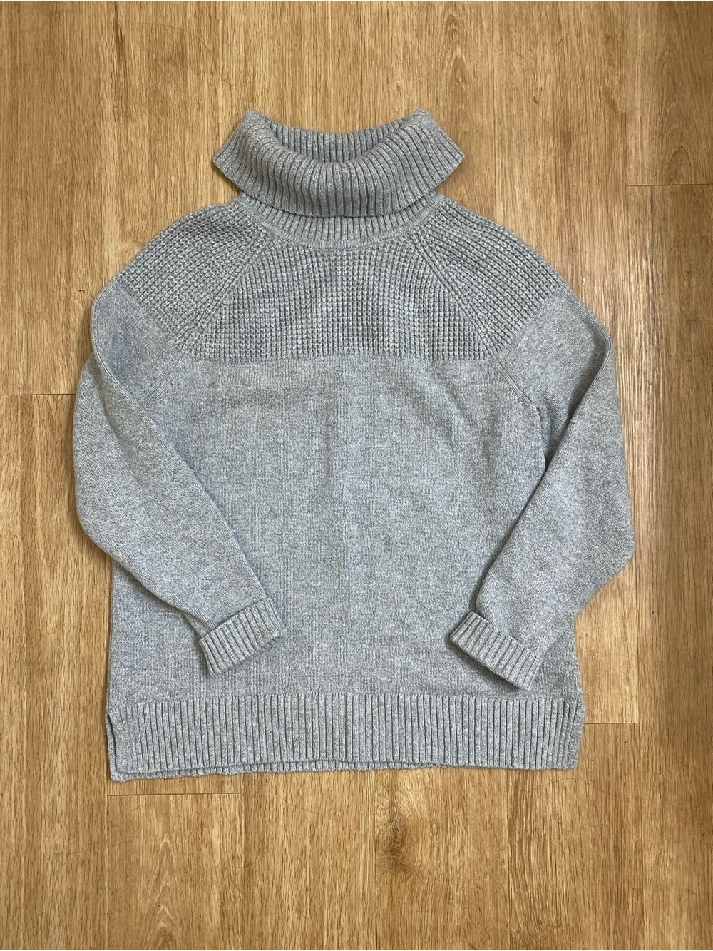 L.L. Bean Heather Gray Textured Turtleneck Sweater
